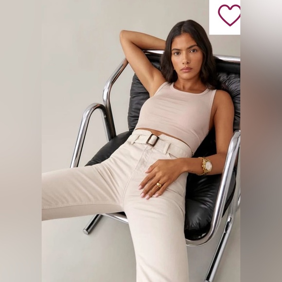 Reformation Cynthia Highrise belted jeans (bone) - Picture 2 of 8